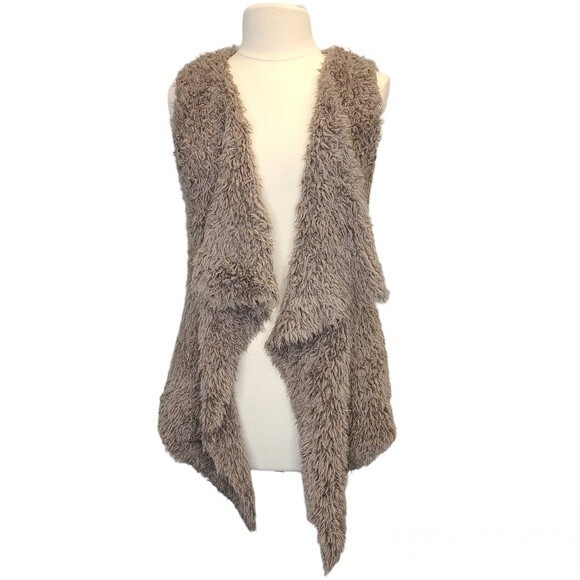 Kensie Faux Fur Tan Vest Jacket L - Picture 1 of 14